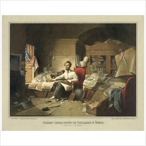 President Lincoln Writing the Proclamation of Freedom